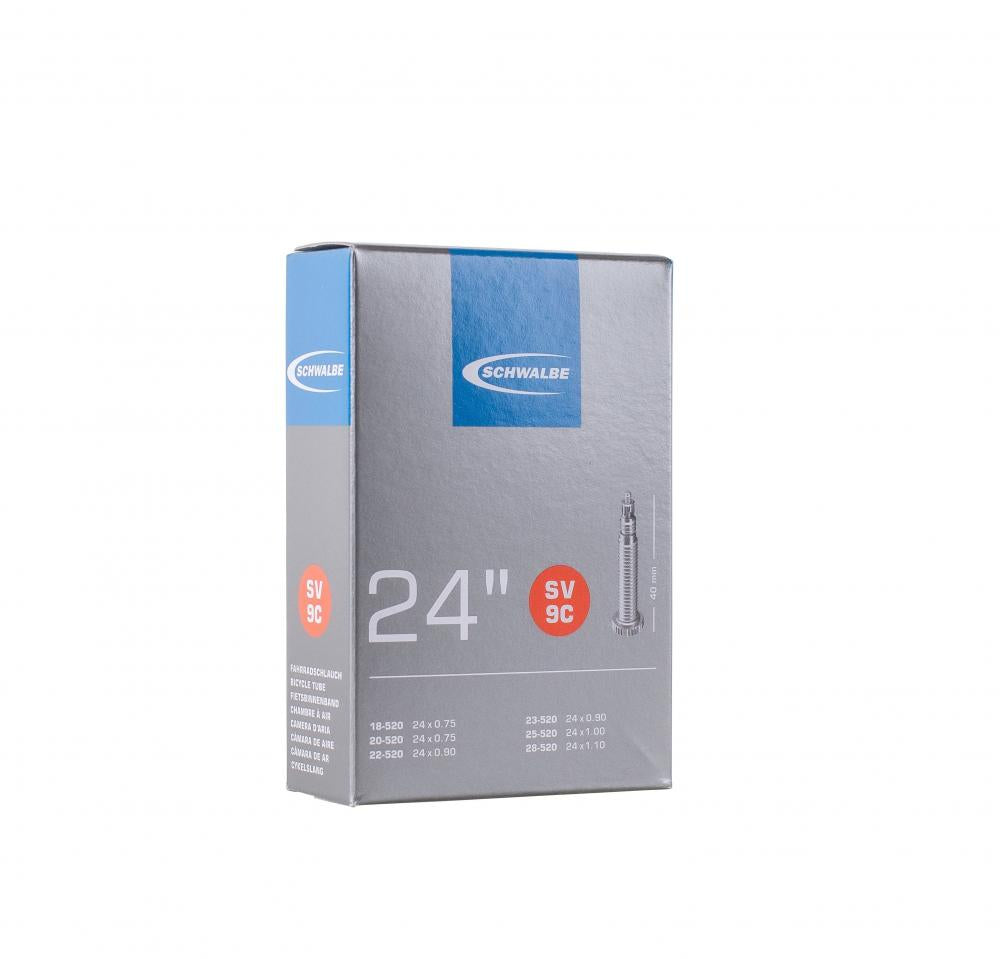 Schwalbe Fahrradschlauch SV9C, 24 Zoll, 18/28-520, Sclaverandventil 40mm für 24" Rennräder/Kinderfahrräder.