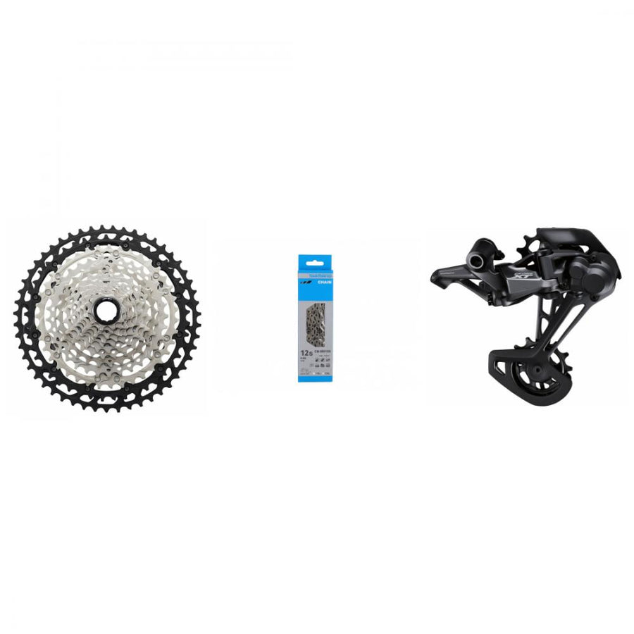 Shimano DEORE XT CS-M8100 12-fach Antriebsset: Kassette, Kette, Schaltwerk für präzises MTB-Schalten.