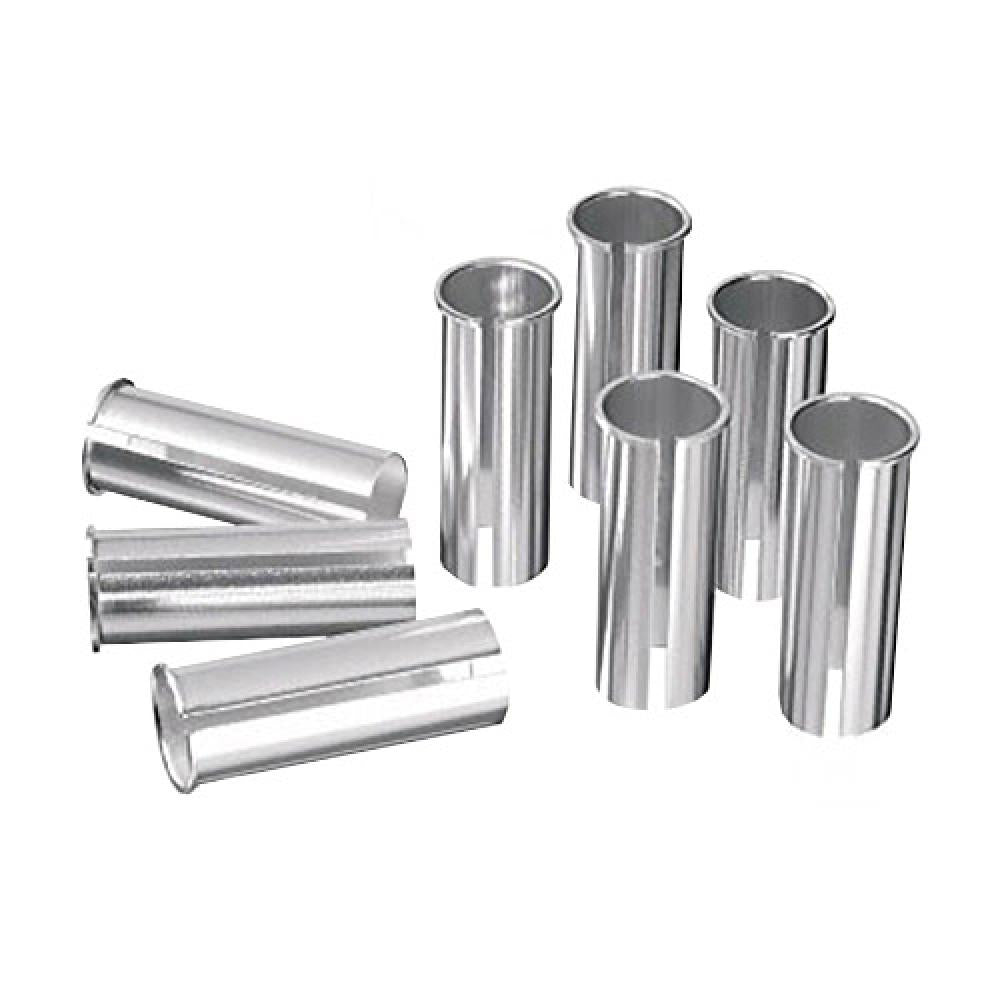 Silberne Ergotec Fahrrad Sattelstützadapter Alu 27,2mm auf 30,9mm.