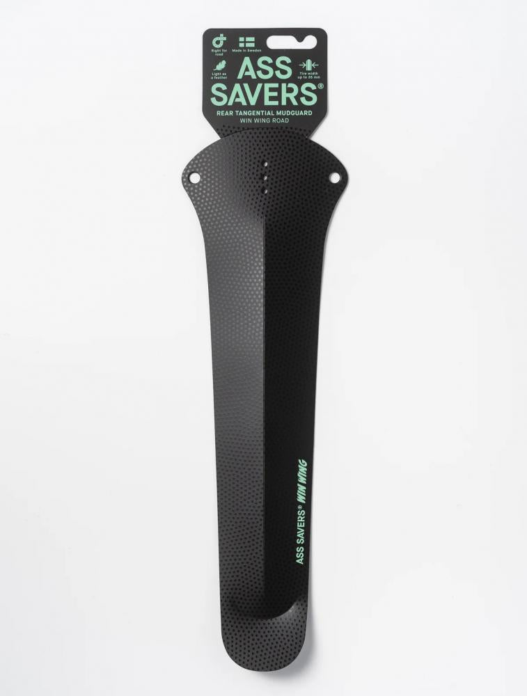 Ass Savers Win Wing 2 Road WRS-2 Spritzschutz, ultraleichtes Hinterrad-Schutzblech für Rennräder bis 35mm Reifenbreite, einfache werkzeuglose Montage, Farbe: Black Dot