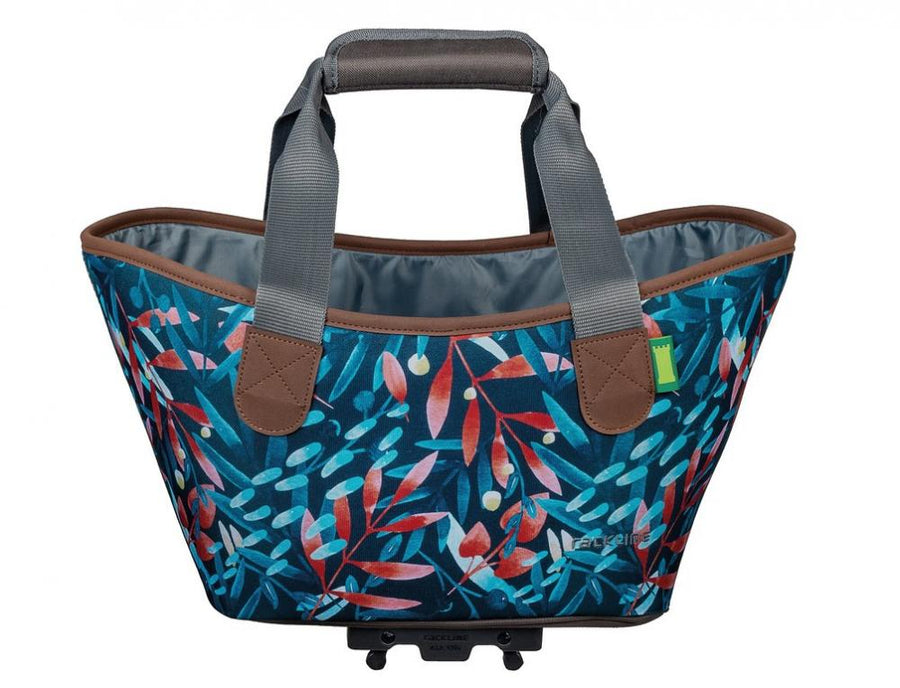 Racktime Agnetha Einkaufskorb midnight flowers, blau-rot, 34x25,5x37 cm, mit Tragegriffen und Racktime-System.