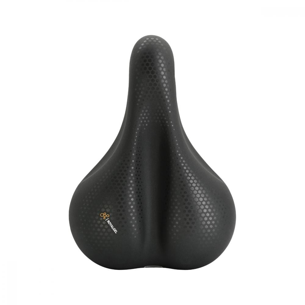 Schwarzer Selle Royal Avenue Moderate Unisex Fahrradsattel mit Royalgel-Polsterung und Wabenmuster.