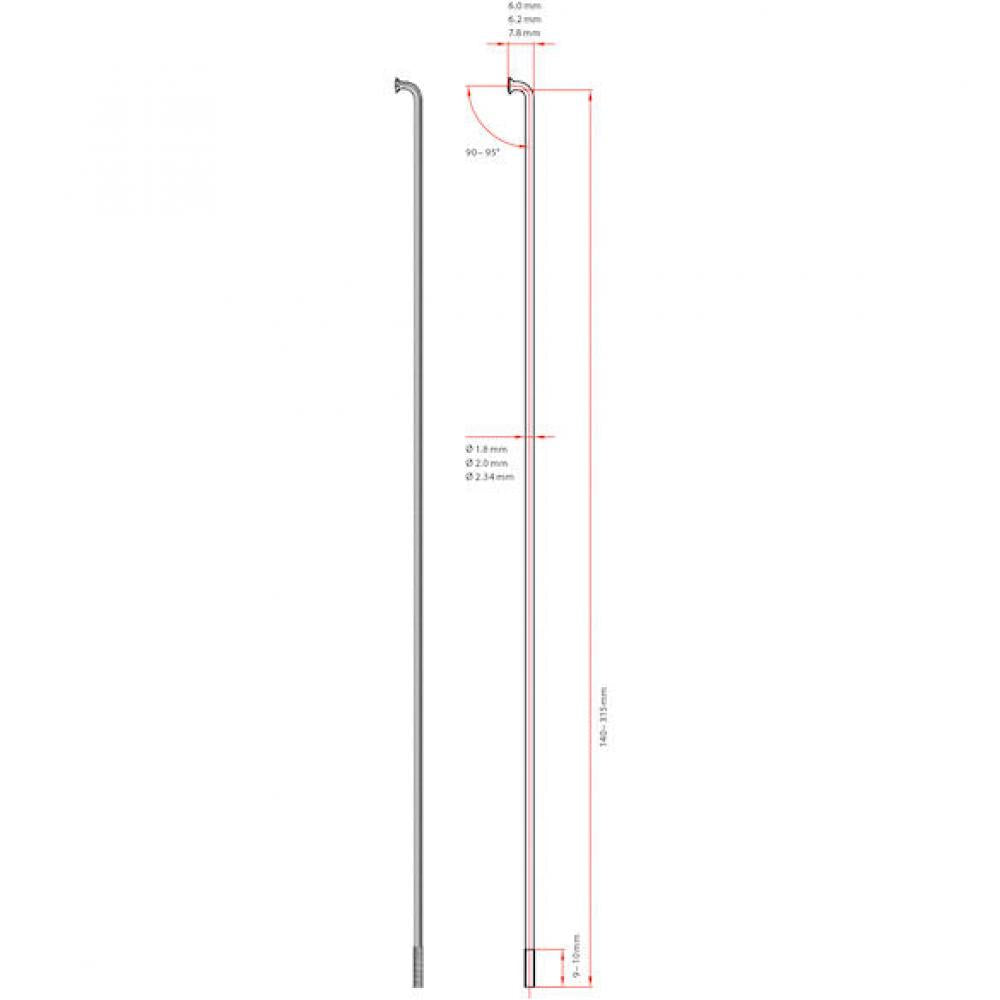 DT Swiss Speiche Champion 1,8 VE100 silber 300 mm - robuste Laufrad-Speiche für Rennrad & MTB
