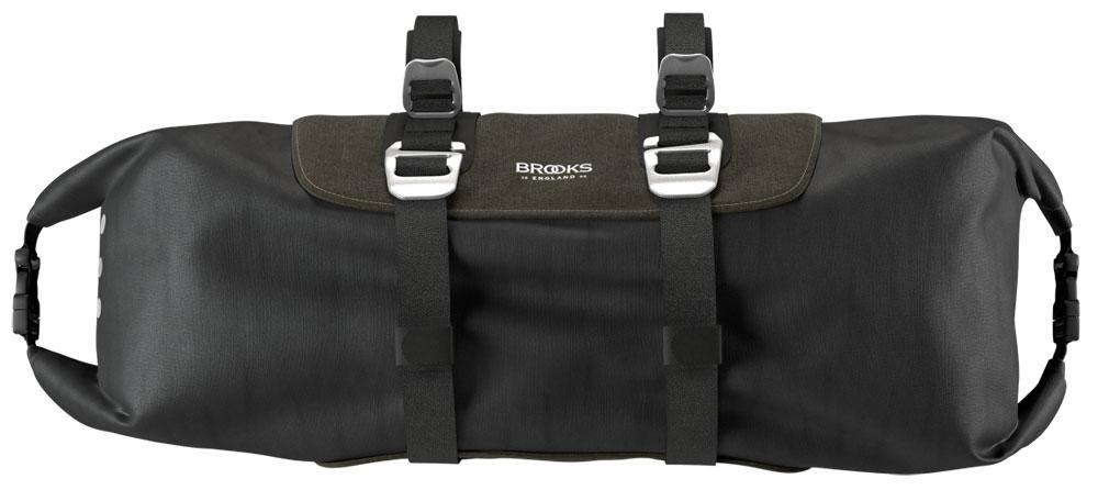 BROOKS Scape Handlebar Roll Mud Green - wasserdichte Bikepacking-Lenkertasche 10 bis 12 Liter mit Rollverschluss & Befestigungssystem