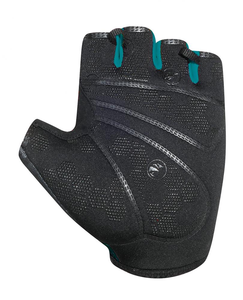 CHIBA Solar II - Fahrradhandschuhe kurz, schwarz/petrol, Größe M, atmungsaktiv