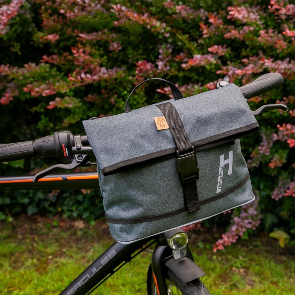 Haberland Lenkertasche Mel eMotion 4 nature anthrazit/reflex - nachhaltige Lenkertasche mit KLICKfix
