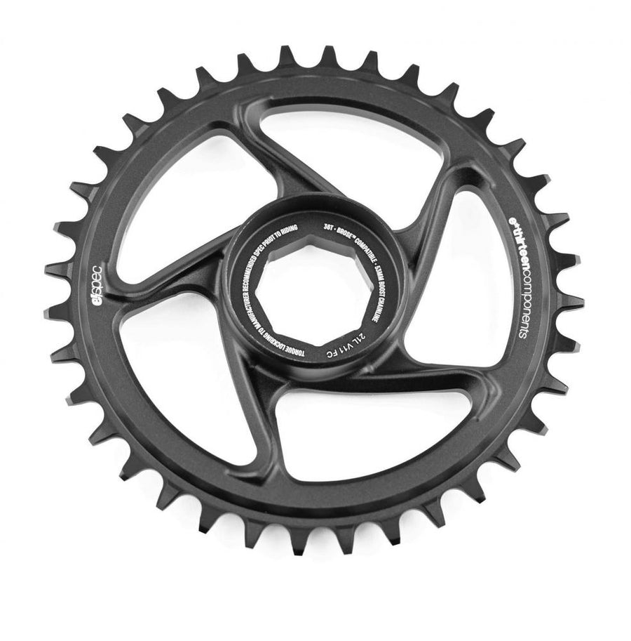 Schwarzes ethirteen espec Direct Mount Kettenblatt 36 Zähne für Bosch CX Gen4 E-MTB, 52mm Kettenlinie.