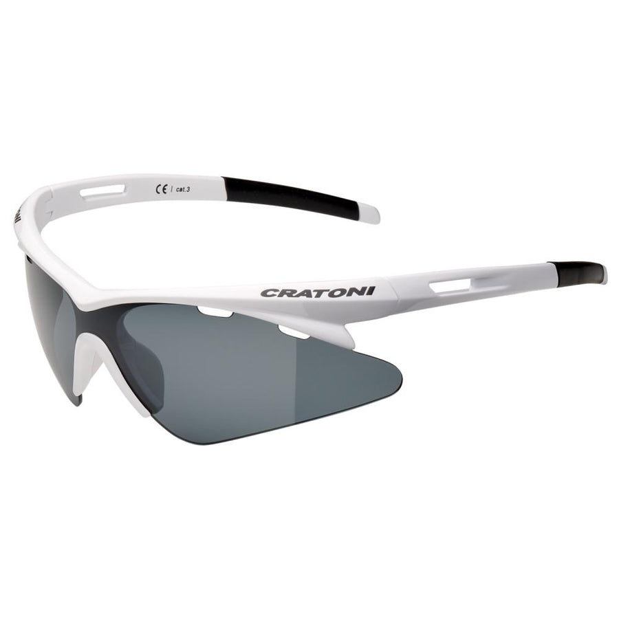 Cratoni Sportbrille Futuro polarized white glossy - smoke w/o mirror Größe UNI