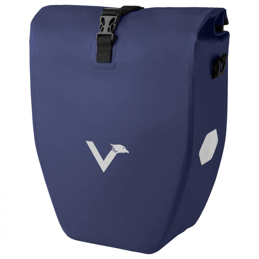 Valkental ValkBasic Fahrrad-Gepäckträgertasche blau, 20L, wasserdicht, Rollverschluss, Reflektoren.