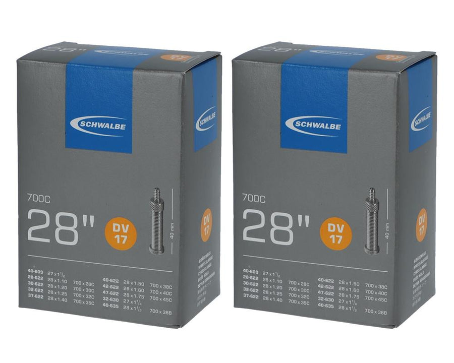 Schwalbe 2x Fahrradschlauch DV17 28 Zoll (28/47-622/635) mit 40mm Dunlopventil im Doppelpack