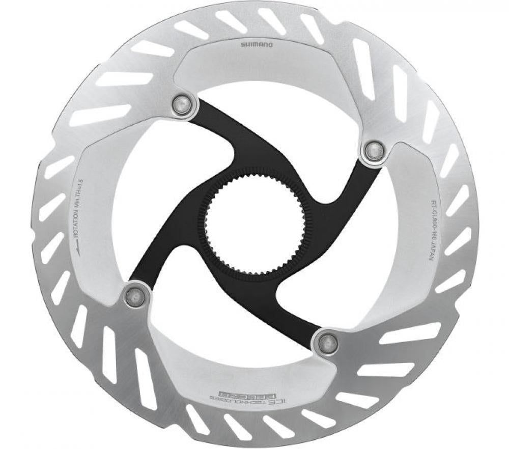 SHIMANO RT-CL800 160mm Center Lock Bremsscheibe, silber/schwarz, mit Ice-Technologies FREEZA Technologie.