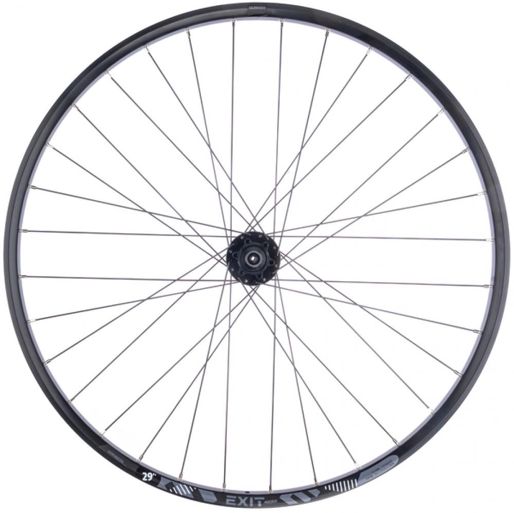 CONTEC Vorderrad "Exit + Eroq"nFelge: CONTEC Hohlkammer "Exit", 28"/29", 21-622, Höhe: 16,2 mm, 32 Loch, SV Ventil, für Scheibenbremse, einfach geöst, max. Systemgewicht 150 kg, geeignet für E-Bikes, schwarz (0.349.817/3)nNabe: CONTEC Vorderradnabe "Eroq"