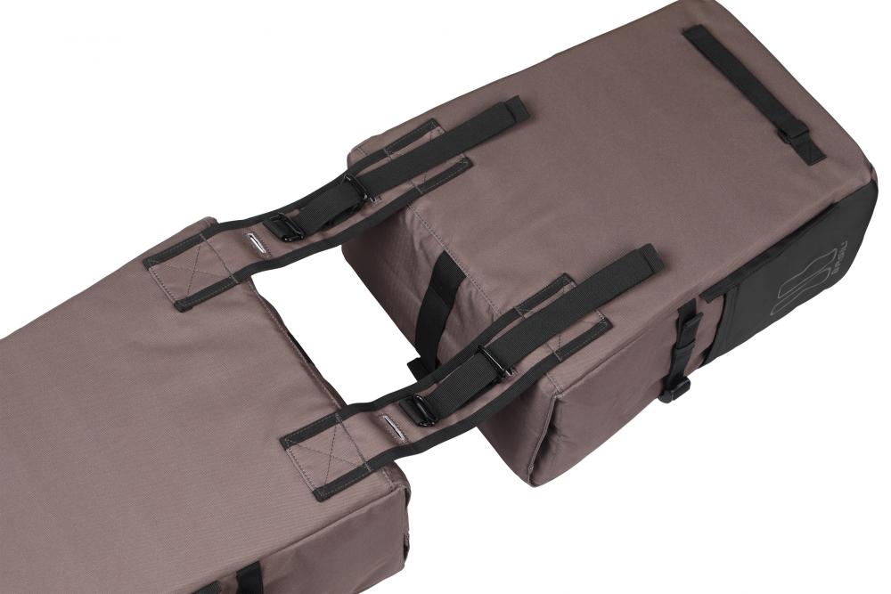 Basil Doppelpacktasche Move 30 Liter Braun - doppelte Fahrradtasche mit Universal-Bridge / MIK-Kompatibilität, wasserabweisendem recyceltem Polyester & Reflektoren