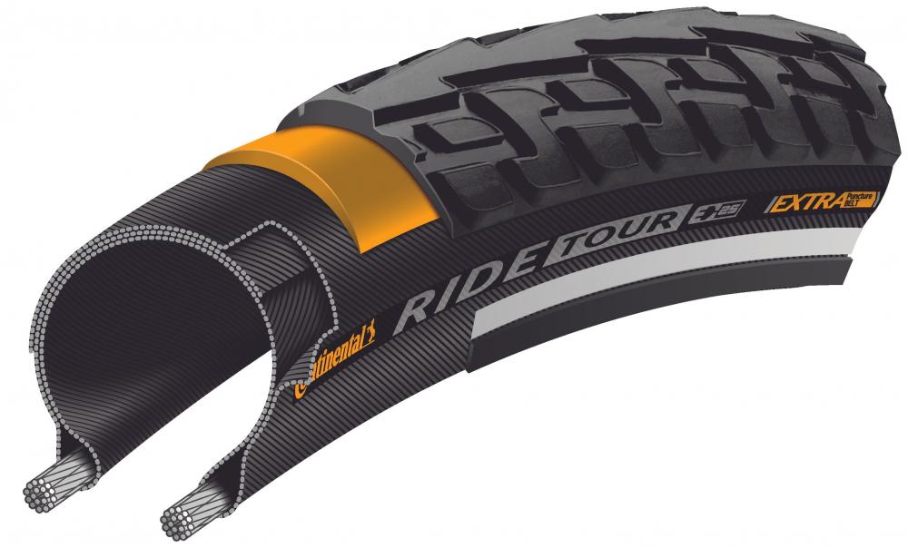 Continental Reifen Ride Tour 28x1.60 Zoll ETRTO 42-622 schwarz Reflex E-25 Drahtreifen Extra Puncture BELT