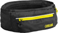 Schwarzer Camelbak Ultra Belt 0,5L S/M mit gelbem Reißverschluss und weißem Streifen, ideal fürs Fahrradfahren.