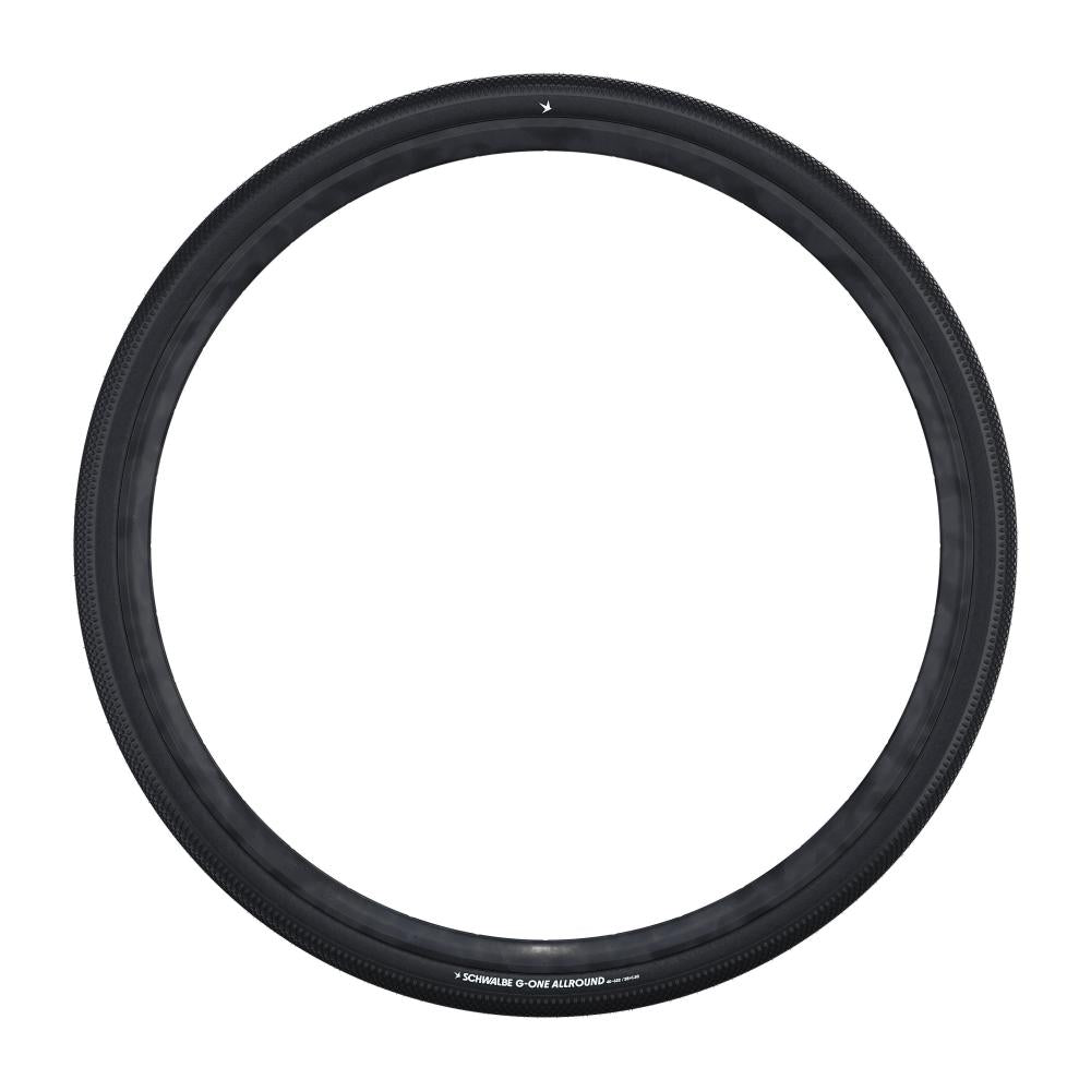 Schwarzer Schwalbe G-ONE ALLROUND Faltreifen 28 Zoll Performance Line Gravelreifen für Asphalt und unbefestigte Wege.