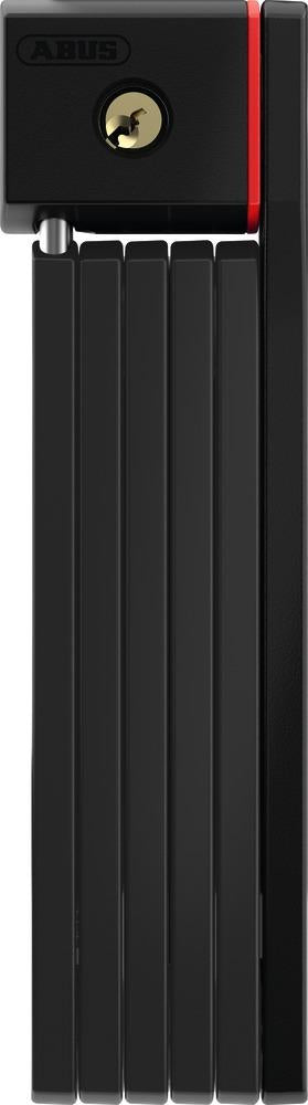 Abus Faltschloss Bordo uGrip 5700 ST schwarz, seitlich gefaltet, mit Schlosskopf, ABUS Logo und roter Linie.