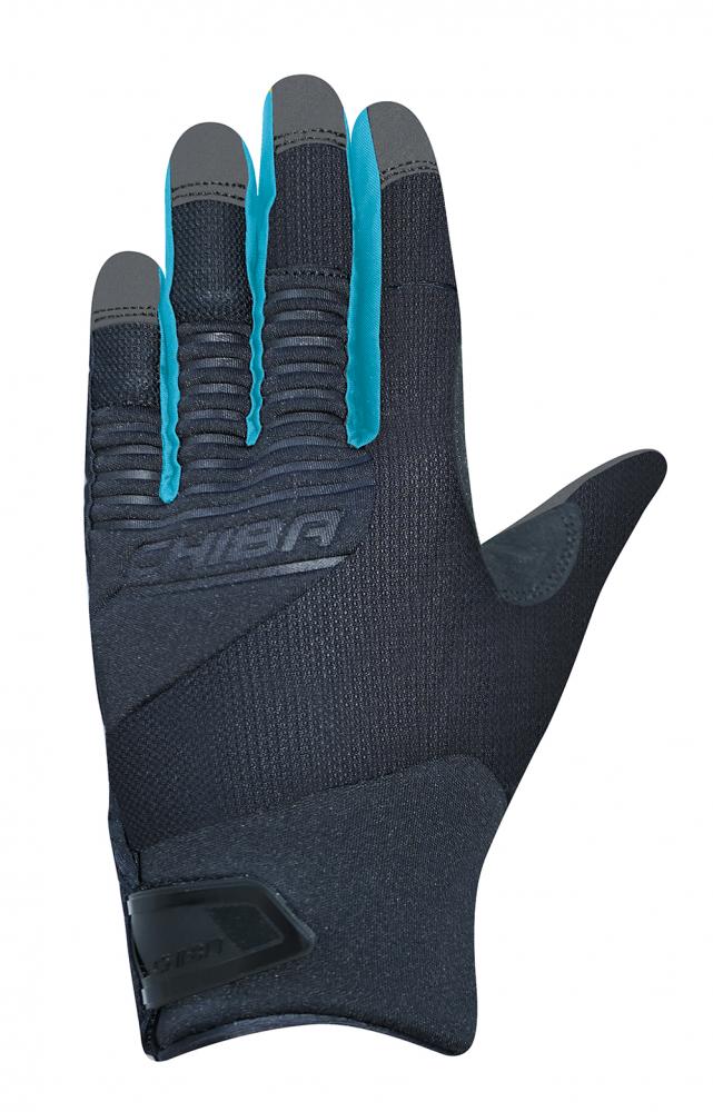 CHIBA Blade - Radhandschuhe kurz, schwarz/türkis, Touchfinger, Ulnar-Nerve Protection, Gr. M