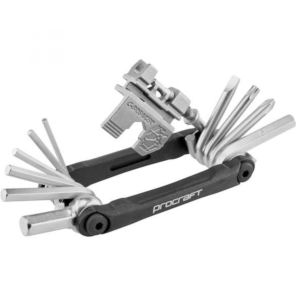 Procraft Werkzeug Multi Essential 18 Funktionen Schwarz - kompaktes Multitool für unterwegs