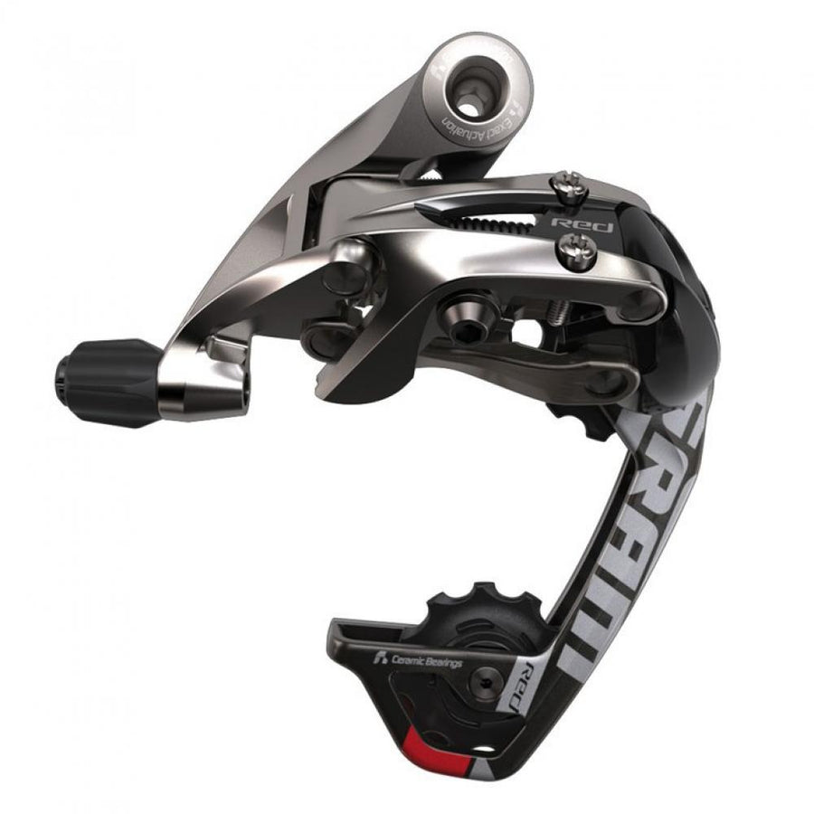 SRAM RED WiFLi AeroGlide 10-fach Rennrad Schaltwerk mit mittellangem Käfig für maximale Schaltperformance.