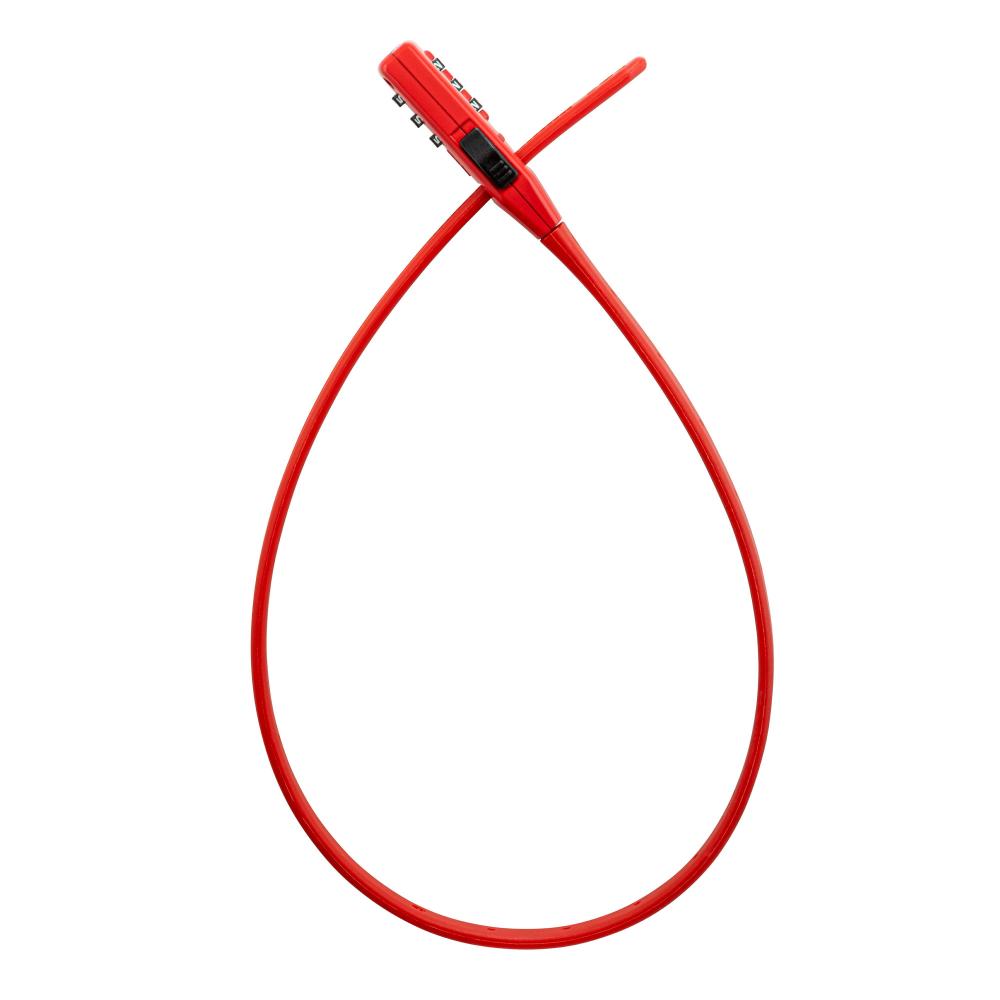 Rotes Kryptonite Click Lock Zahlen-Kabelschloss (10mm, 45cm) mit 3-stelliger Kombination für Fahrräder.