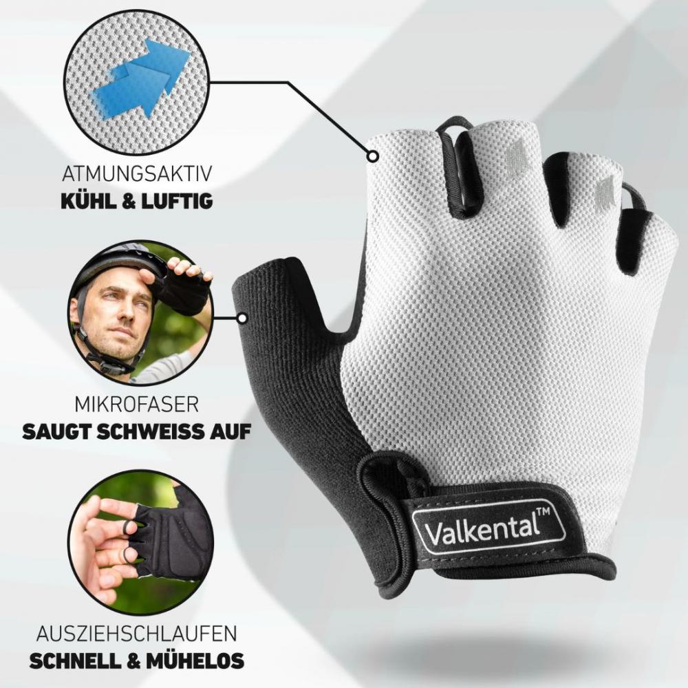 Valkental Fahrradhandschuhe BikeRider Essential XL grau, atmungsaktiv, mit Mikrofaser und Ausziehschlaufen.