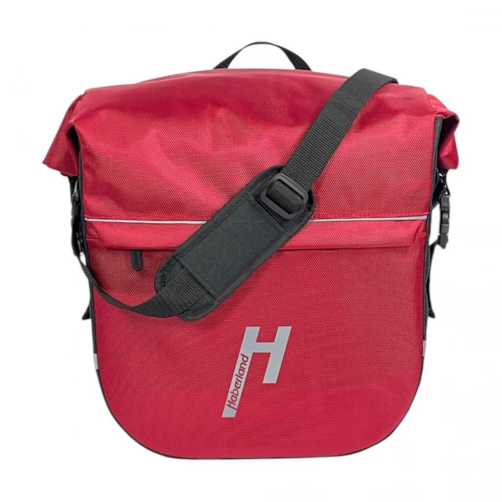 Haberland Einzeltasche eMotion rot/schwarz - robuste Gepäckträgertasche mit Rollverschluss