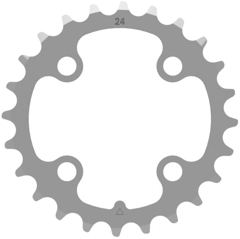 CONTEC Kettenblatt "C.Drive"n4-Arm, 9-/10-fach, 3/32", für 3-fach Kurbeln, symmetrischnSB-verpackt, inkl. Steighilfen, 24 Zähne, 64mm Lochkreis, Edelstahl, silber