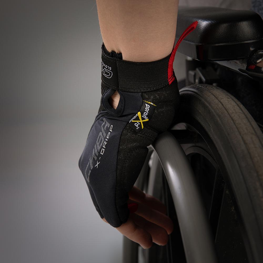 CHIBA Argon II - Rollstuhl-Radhandschuhe XS schwarz, Gelpolster & Belüftung