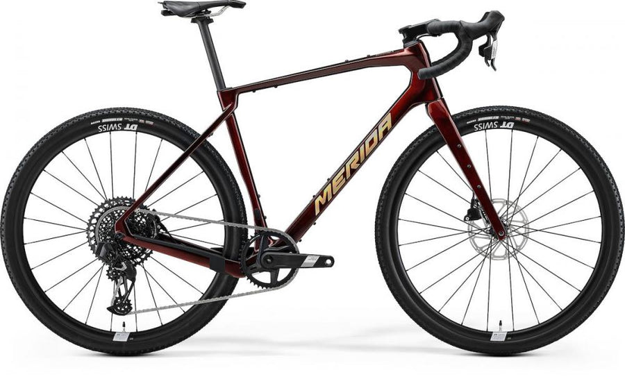 Merida SILEX 8000 Elegant Wildberry Gold Carbon Gravelbike Größe XXS, kabellose SRAM Apex AXS 1×12-Gang, hydraulische Scheibenbremse,