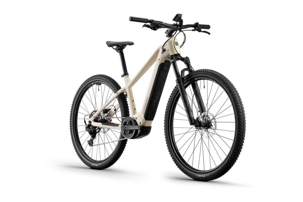 CONWAY Elektro-MTB Hardtail "Cairon S 1.0" (#1), Diamant, 29", ivory matt / black matt, 9-Gang SHIMANO "Cues", 49 cm / LnnDas Elektro-MTB Hardtail besteht aus einem Aluminiumrahmen. Die Federgabel bietet einen Gabelfederweg von 120 mm. Der Antrieb erfolgt