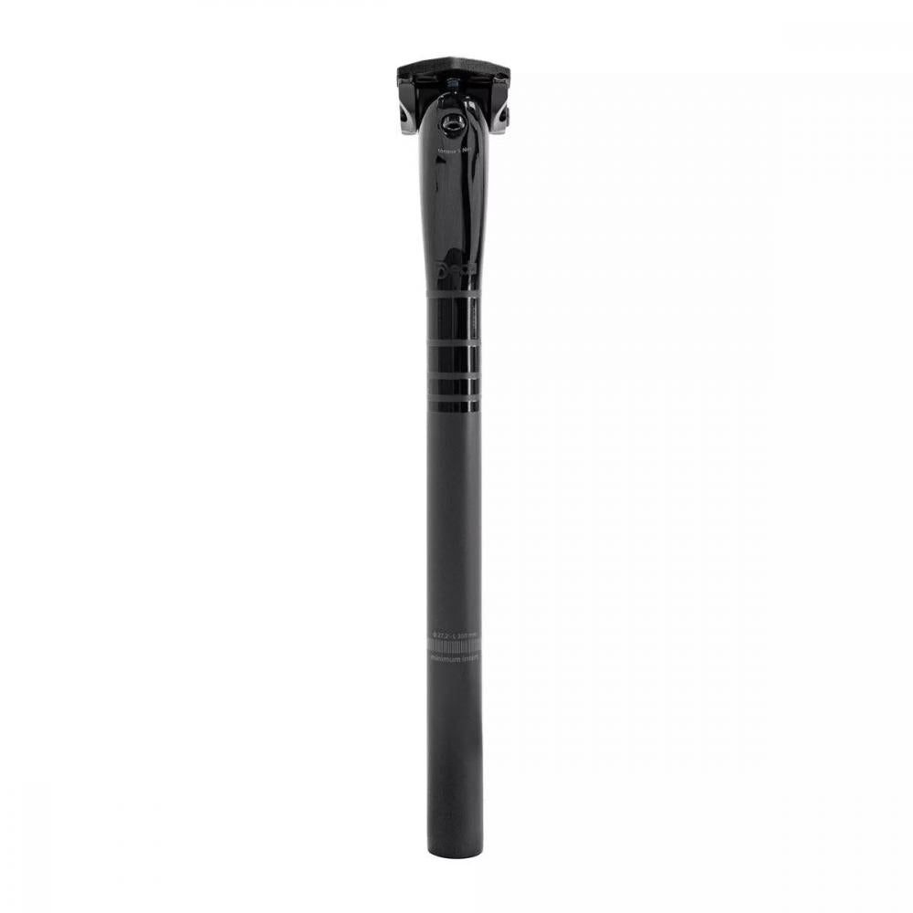 Deda Elementi Sattelstütze RS Carbon 31,6 x 350 Millimeter polish on black - 25 Millimeter Setback, Titan-Schrauben, 1-Bolt-Klemmung
