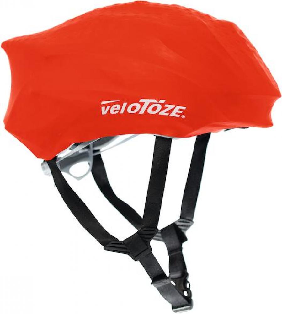 VeloToze Helmüberzug schwarz/rot/gelb onesize rot - wetterfester Schutz und Aerodynamik