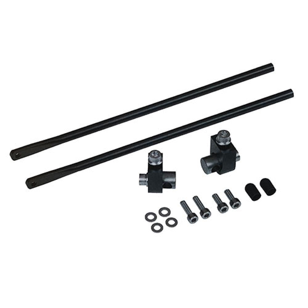 racktime Montageset 05406 Schwarz für Gepäckträger: Stangen, Befestigungsklemmen, Schrauben und Zubehör.