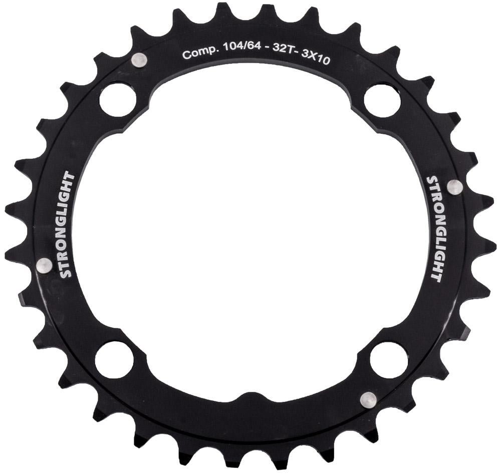 Stronglight Kettenblatt XC E 32Z - 4-Arm 104mm Lochkreis - Aluminium 5083 schwarz - für 9/10-fach MTB - mit Steighilfen