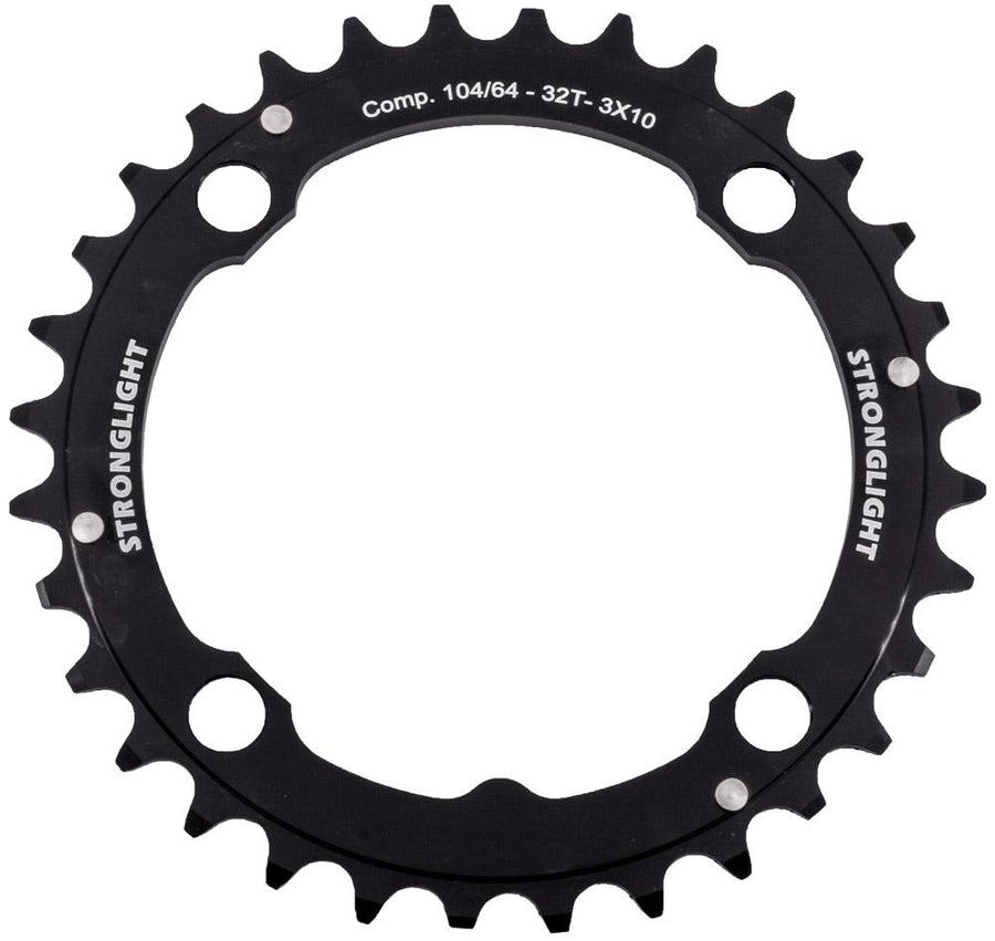 Stronglight Kettenblatt XC E 32Z - 4-Arm 104mm Lochkreis - Aluminium 5083 schwarz - für 9/10-fach MTB - mit Steighilfen
