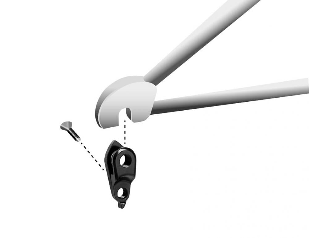 Marwi Schaltauge GH-298 inkl. Schrauben - Alu 6061, für Specialized Modelle, silber