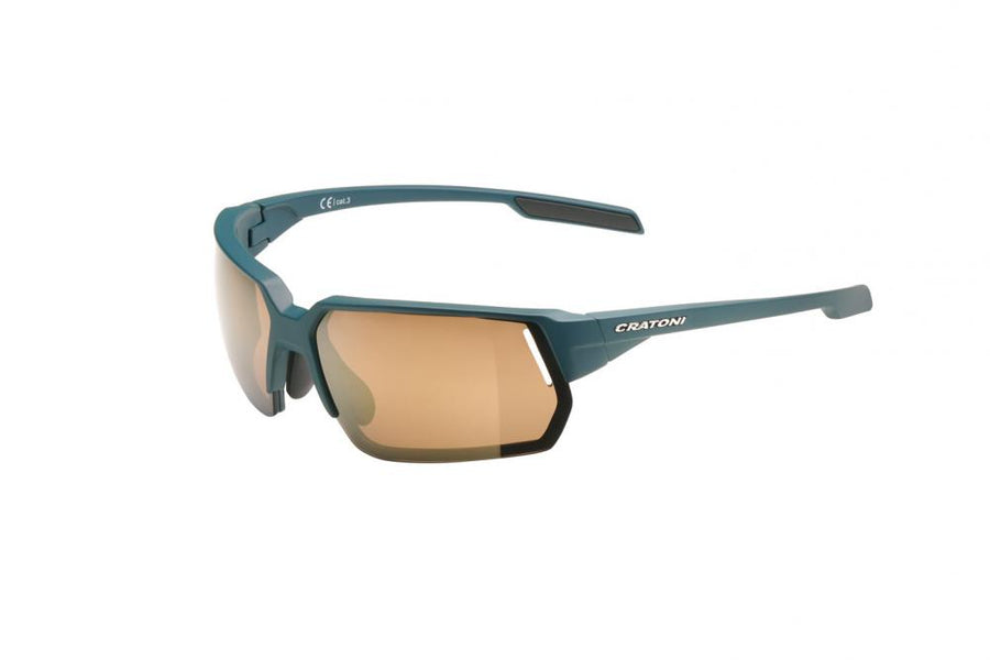 Cratoni Sonnenbrille C-Lite COLOR+Sport petrol matt, Glas amber, gold verspiegel