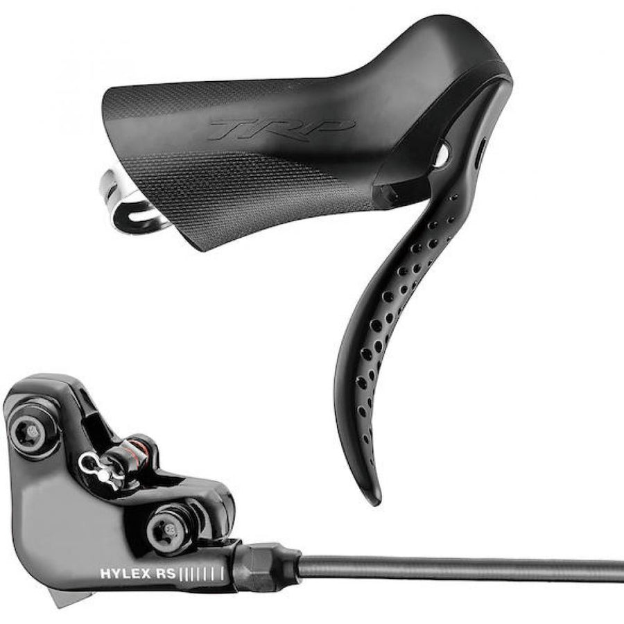 Schwarze TRP Hylex RS HD-C813 hydraulische Scheibenbremse für Singlespeed und CX mit Bremshebel und Bremssattel.
