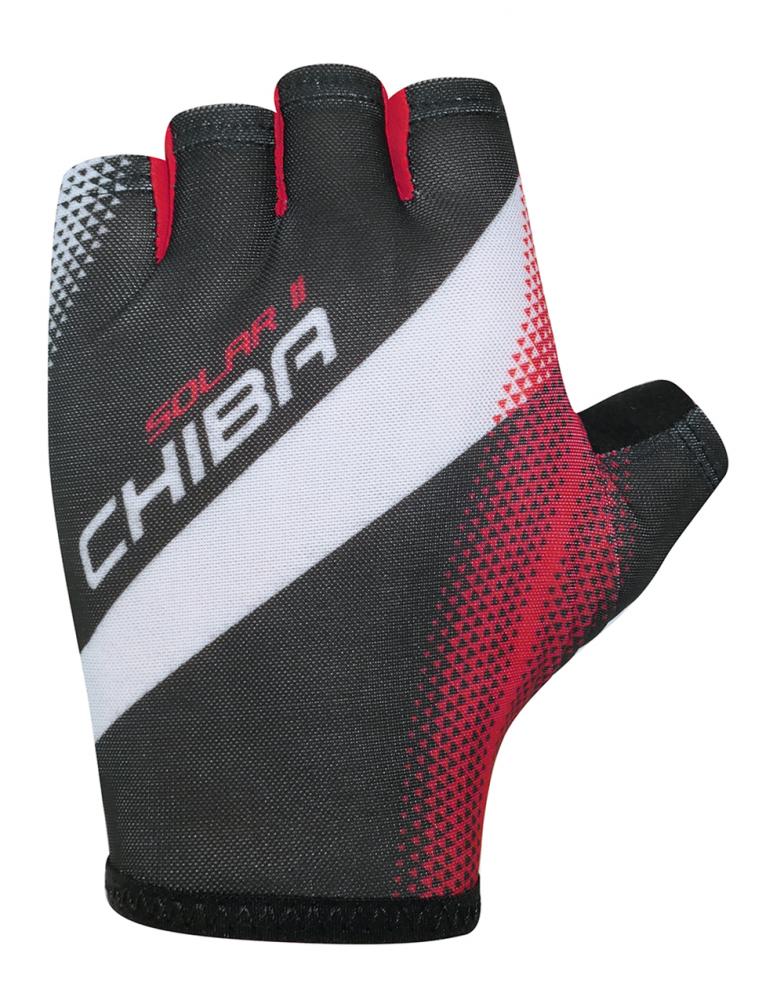 CHIBA Solar II - Radhandschuhe kurzfinger schwarz/rot, Größe S, atmungsaktiv