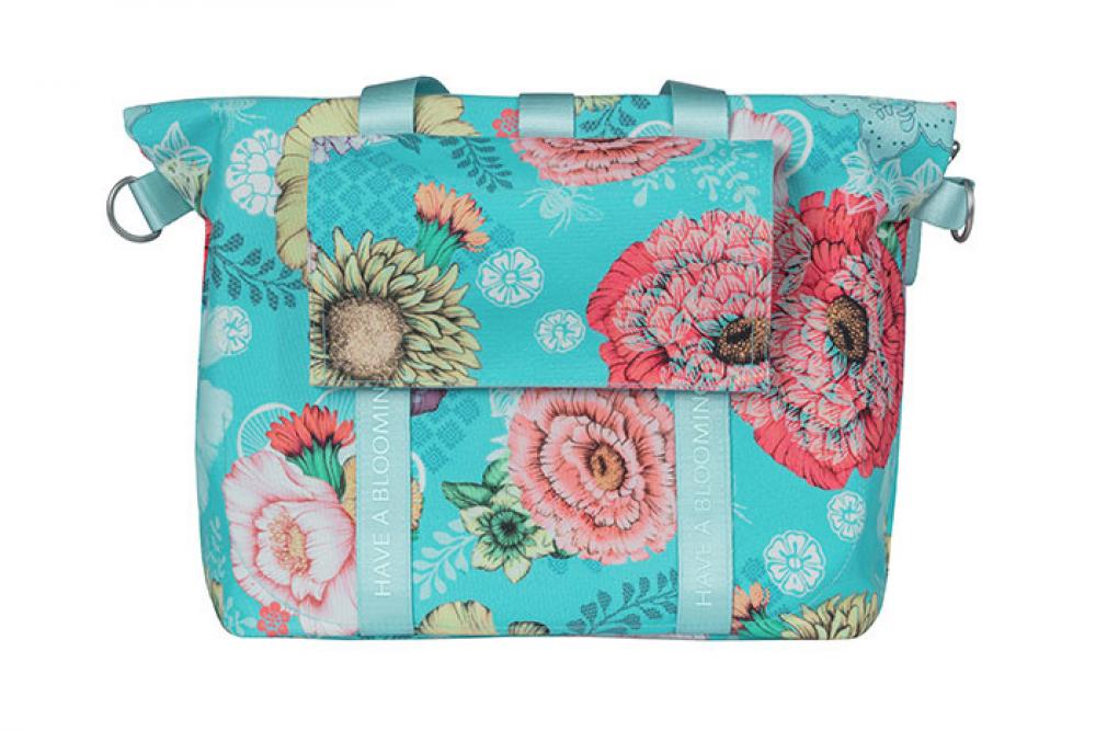 Basil Bloom Field Schultertasche Sky Blue - 11 Liter Fahrradtasche für Damen mit KF-HOOK System - Fahrradhandtasche