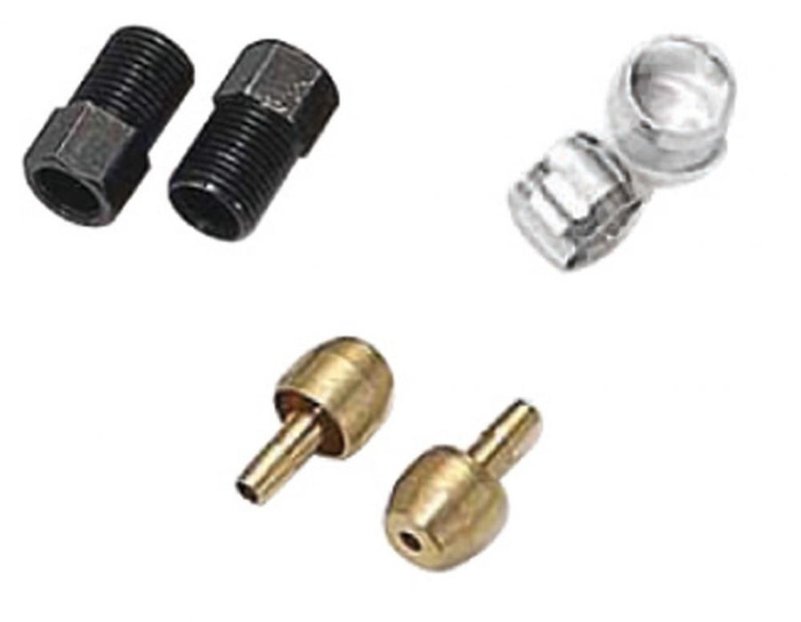 XLC Anschlusskit für Hayes Scheibenbremsleitung: schwarze Verbinder, silberne Oliven, goldene Inserts