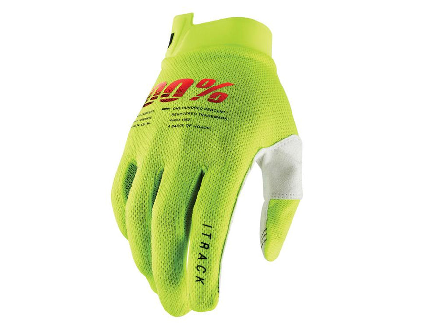 100% iTrack Gloves M fluo yellow - ultraleichter MTB-Handschuh mit maximalem Grip