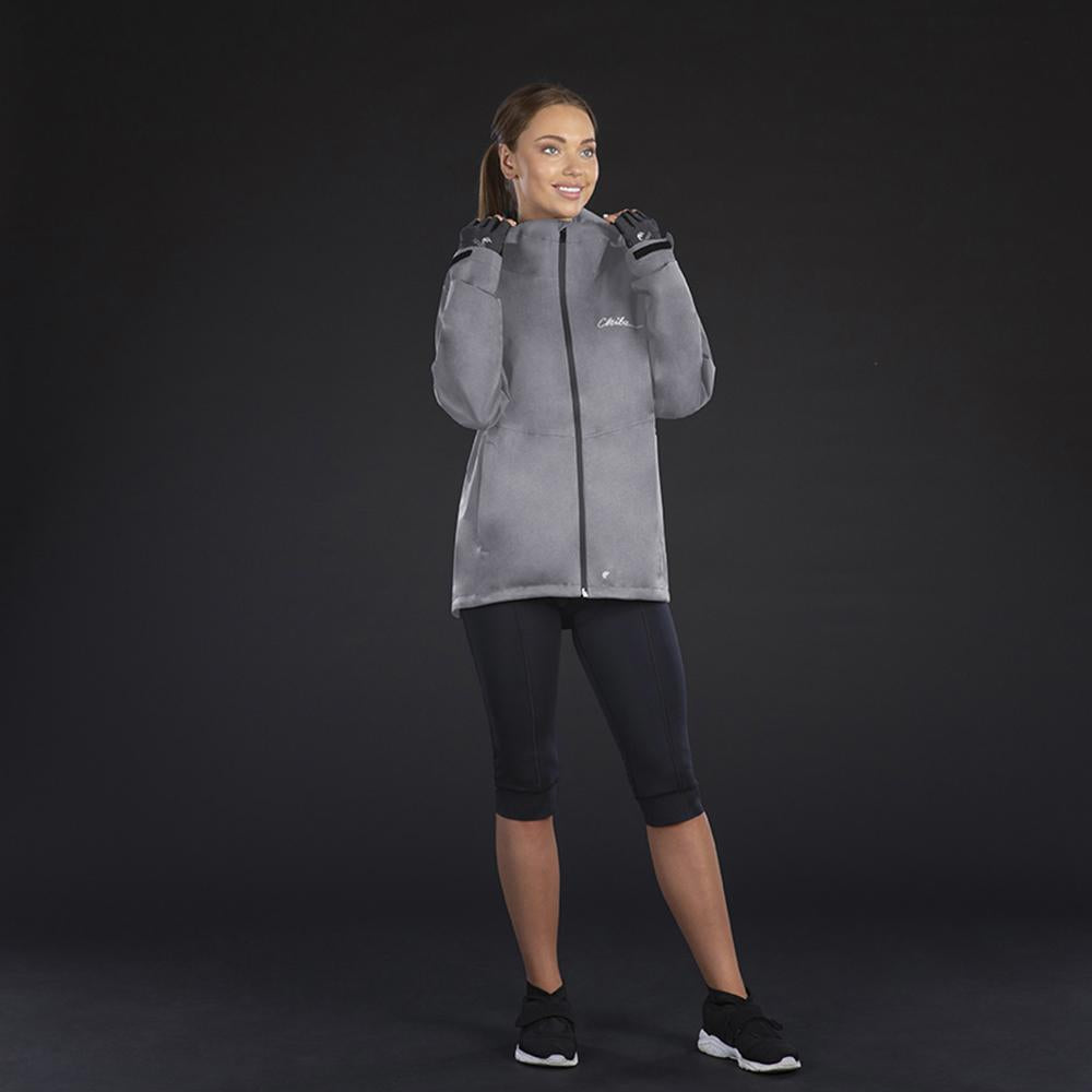CHIBA Rainjacket Damen - wasserdicht, winddicht, atmungsaktiv, hellgrau, Gr. L
