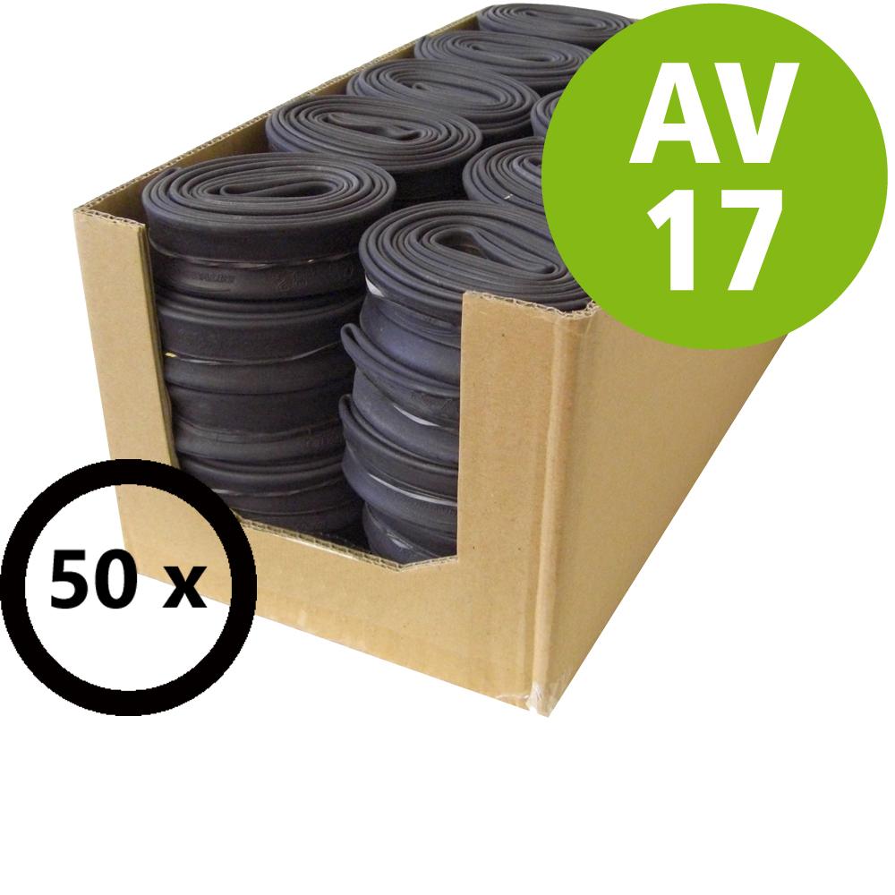 Schwalbe Schlauch Werkstattpackung AV17 28 Zoll, 50 schwarze Fahrradschläuche im Karton.