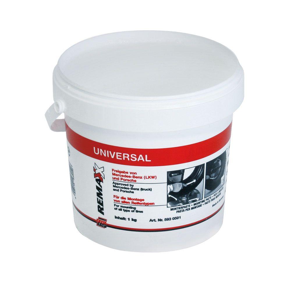 Rema Tip Top Reifen-Montagepaste Universal 1kg für alle Reifentypen im weißen Eimer.