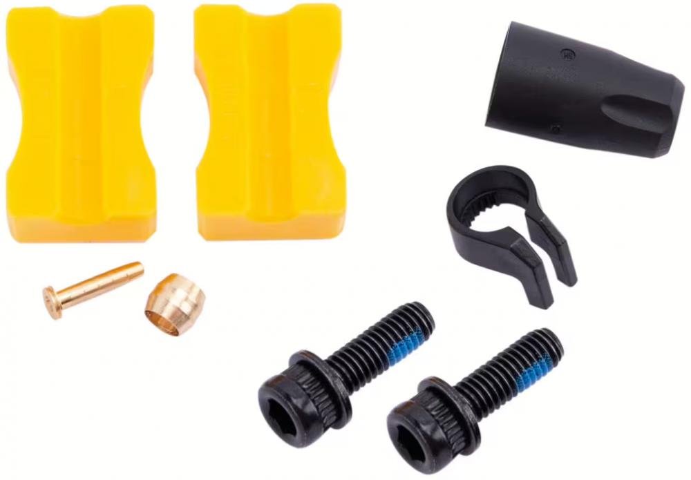 SHIMANO Scheibenbremse M4100/MT410 VR Zubehör: Bremsbelag-Spacer, Oliven, Schrauben, Schlauchführung, Kappe für MTB.