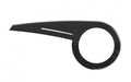 Hebie Kettenschutz 3-fach schwarz für 48 Zähne aus Kunststoff, Durchmesser 23 cm, Seitenansicht.