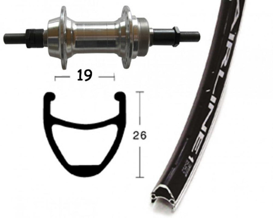 Bike-Parts Laufrad|Hinterrad 28x1.75 Zoll Alunabe silber Vollachse 36-Loch Rodi Airline 1 schwarz Nirosta-Speichen