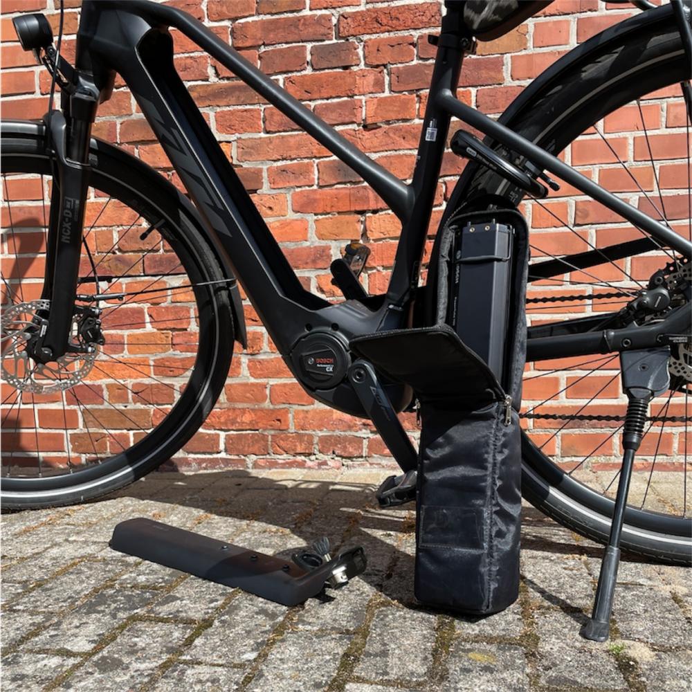 Haberland Akkutasche schwarz für E-Bike Intube-Akku 800Wh. Sicherer Transport & Aufbewahrung am Rad.